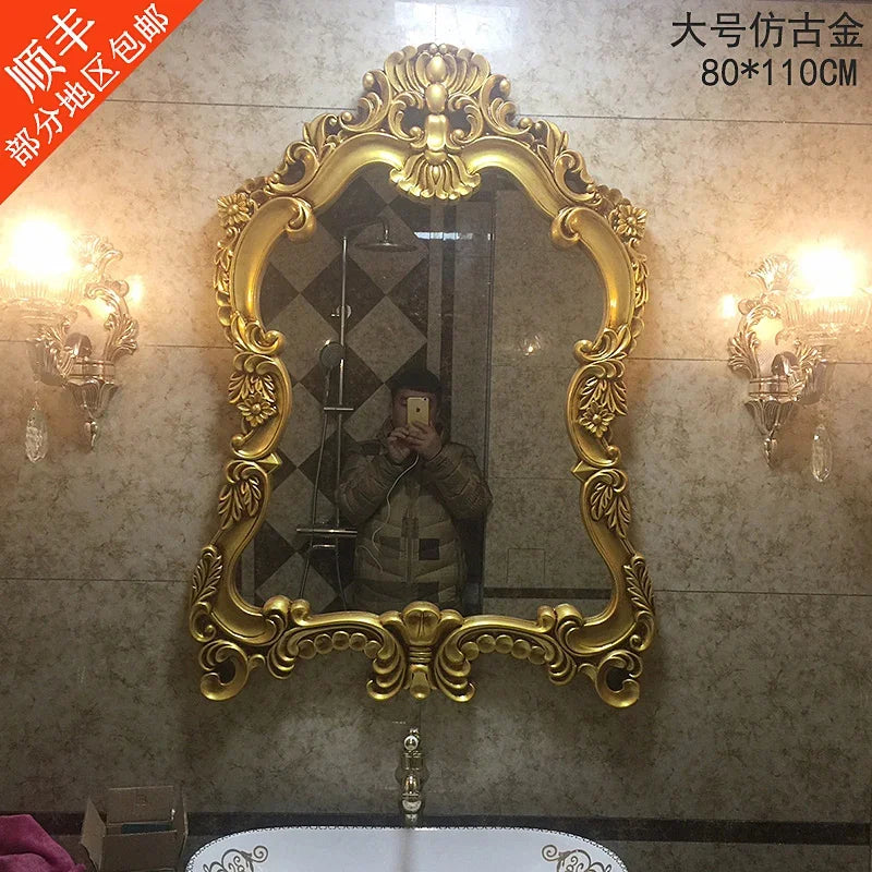 European Style Wall Mounted Bathroom Mirror With Waterproof Decorative Frame