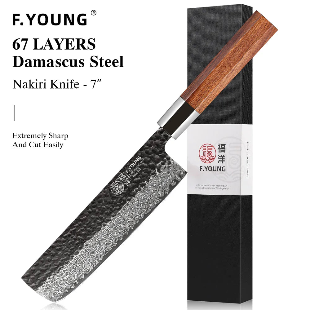 F.YOUNG Professional Kitchen Knives Damascus Steel Japanese Chef Knife Slicing Sashimi Utility Handmade Cooking Kitchen Utensils