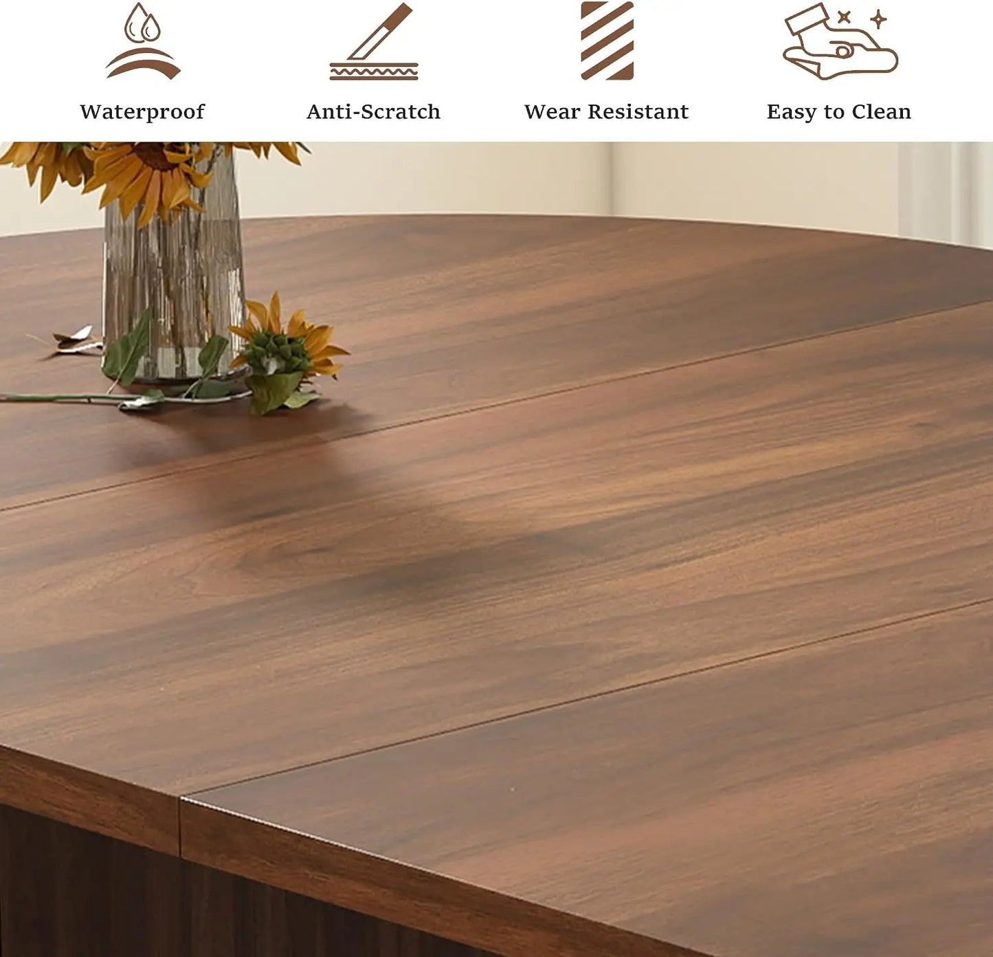 41 in-78 in Extendable Dining Room Table for 4-8, Round Expandable Kitchen Table with Fluted Base, Modern Farmhouse Oval Dinner