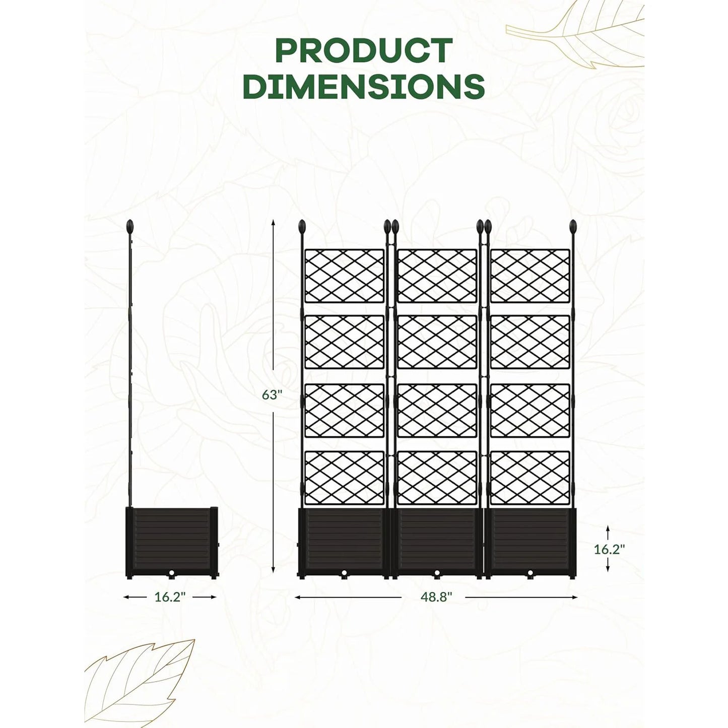 Outdoor Raised Planter Box Set With Trellis For Climbing Plants