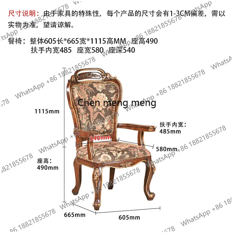 Y183 American country solid wood sofa chair casual backrest retro dining chair single fabric armchair