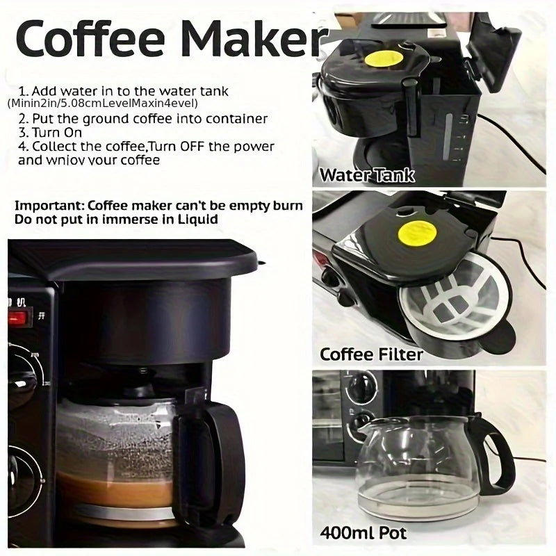 Three In One Breakfast Maker For Coffee, Toast And Eggs