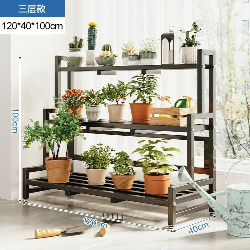 Tiered Display Plant Rack Shelf Universal Outdoor Metal Square Plant Rack Shelf Luxury Black Plantenrek Balcony Furniture