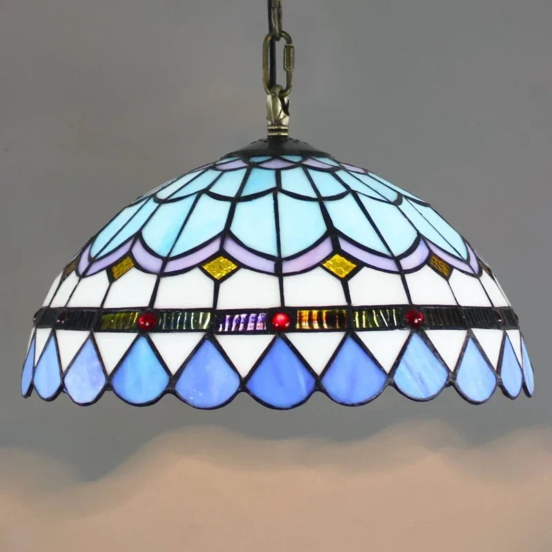 European Retro Colorful Glass Chandelier Bar Restaurant Creative Rural Bedroom Porch Balcony Mediterranean Light Fixture