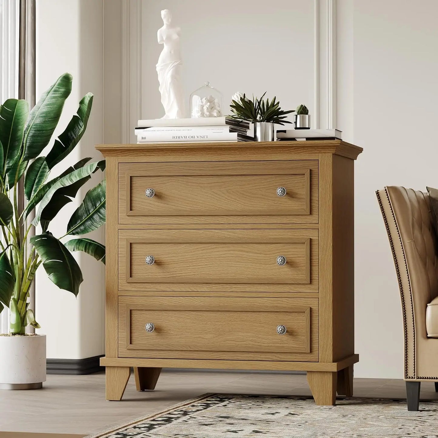 HiMISS Dresser Modern Wooden Storage Chest With Metal Handles