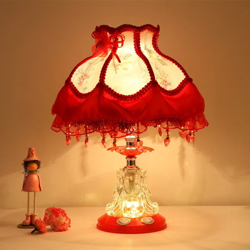 Nordic Retro Pink Table Lamps for Children's Bedroom Bedside Lamp Princess Room Decor Red Desk Lamp