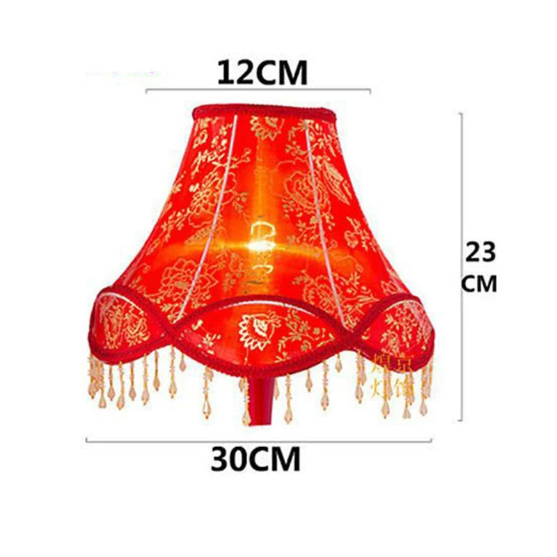 Vintage Floral Lampshade With Bead Trim For Nordic Home Decor