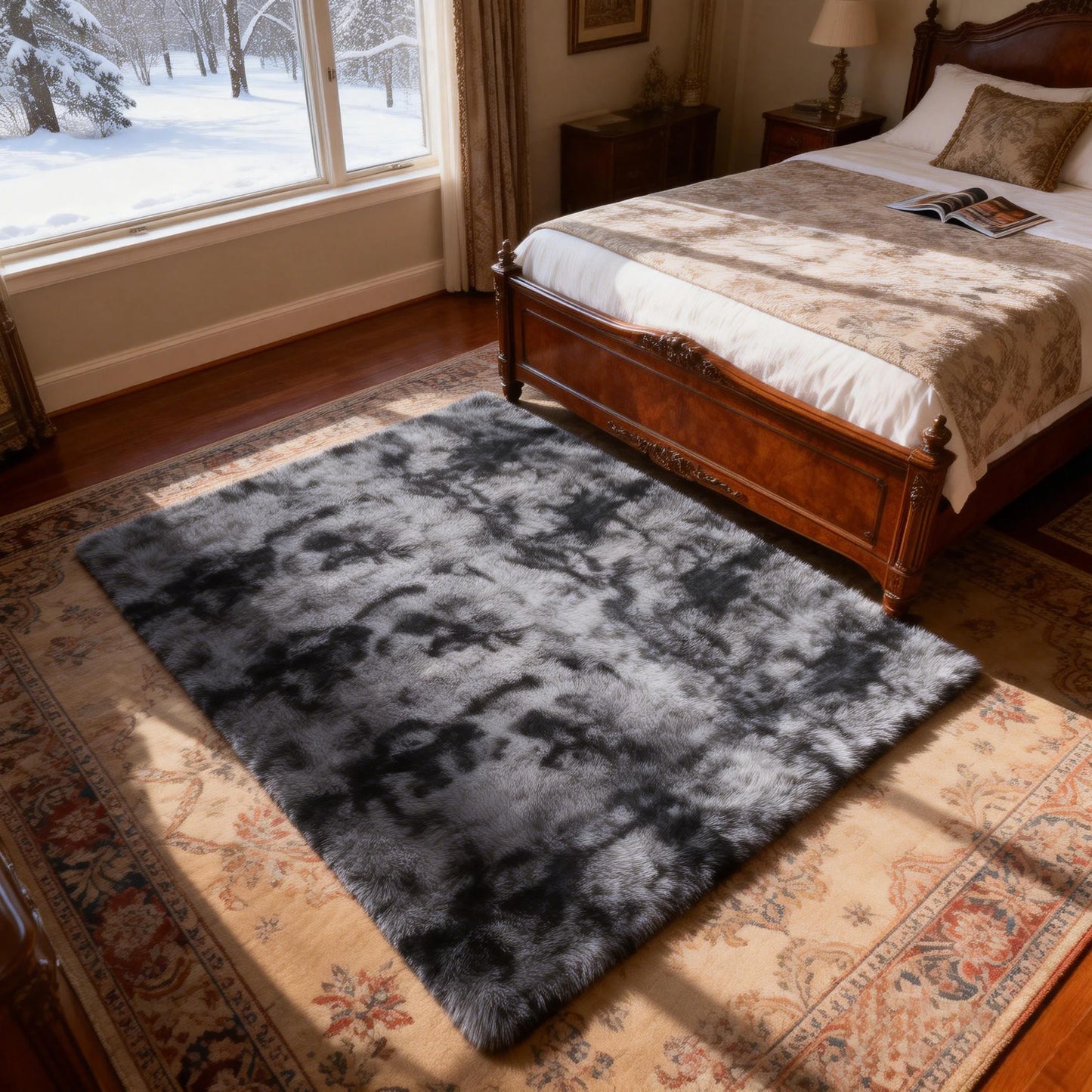 6x9 Ft Large Shag Rugs for Living Room Decor, Tie-Dyed Ultra Soft Fluffy Furry Area Rugs for Bedroom Indoor Floor, Aesthetic rug
