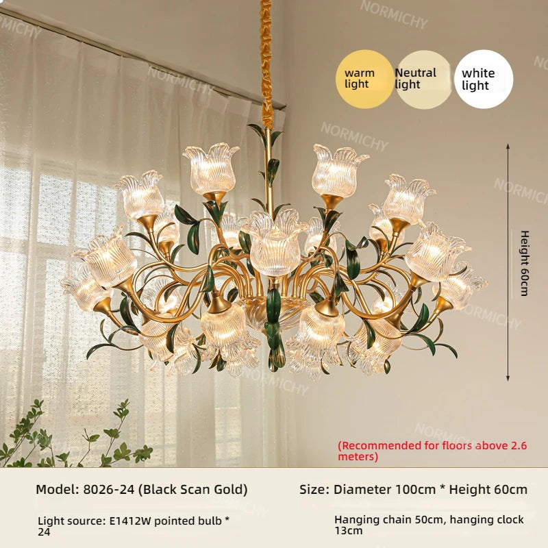 French Retro Living Room Pendant Light Glass Crystal Light Luxury Designer Cream Style High-Rise Mid-Range Restaurant Light