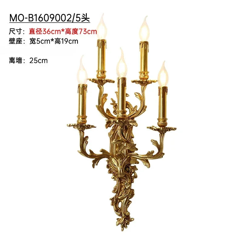 GemSpark European Copper Wall Lamp Vintage Villa Style Living Room