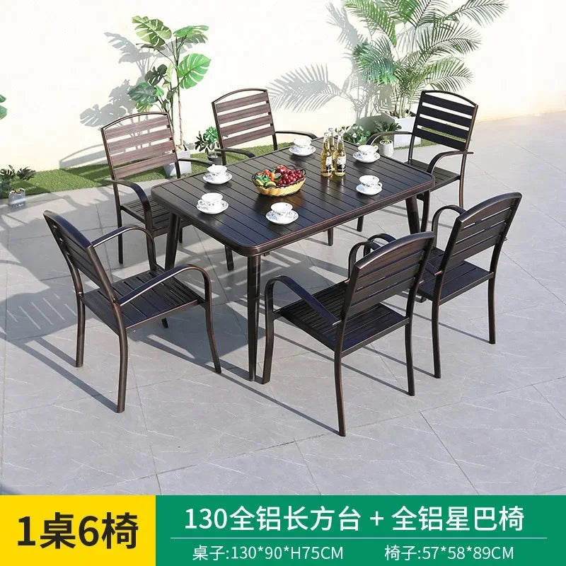 Outdoor Aluminum Alloy Patio Table And Chairs Set For Courtyards