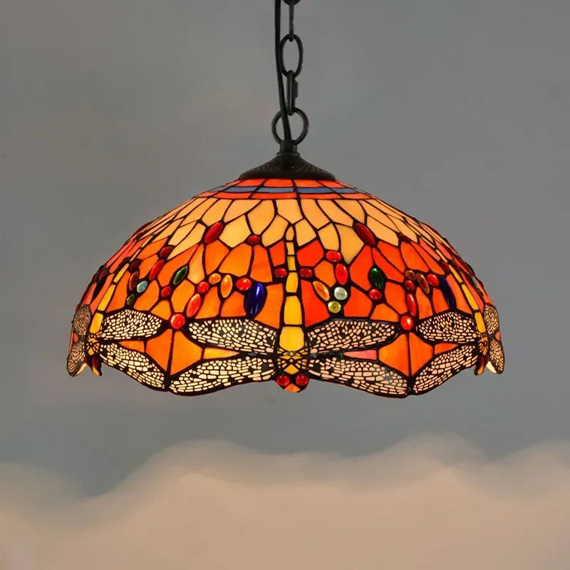 European Retro Colorful Glass Chandelier Bar Restaurant Creative Rural Bedroom Porch Balcony Mediterranean Light Fixture