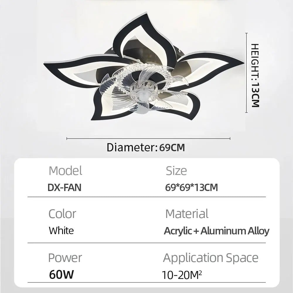 Ceiling Fan With Lights Modern Flower Flush Mount Reversible For Living Room