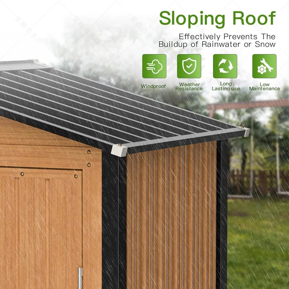 Outdoor Metal Storage Shed With Lock For Garden Utility