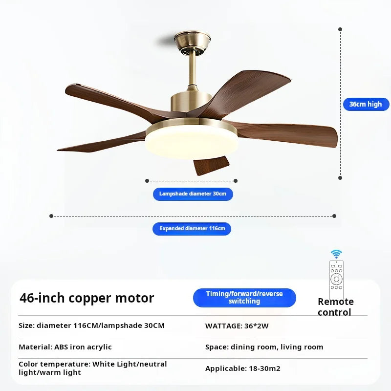 Nordic Retro Bedroom Living Room Dining Room Bedroom Electric Fan Ceiling Fan Lighting Fixtures Electric Fan Strong Wind Force
