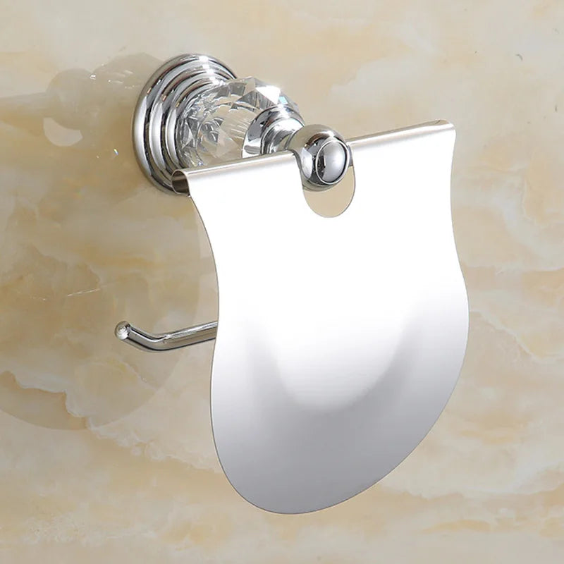 HOBHE Stainless Steel Crystal Toilet Paper Holder Rack