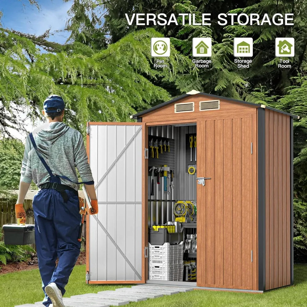Outdoor Metal Storage Shed With Lock For Garden Utility