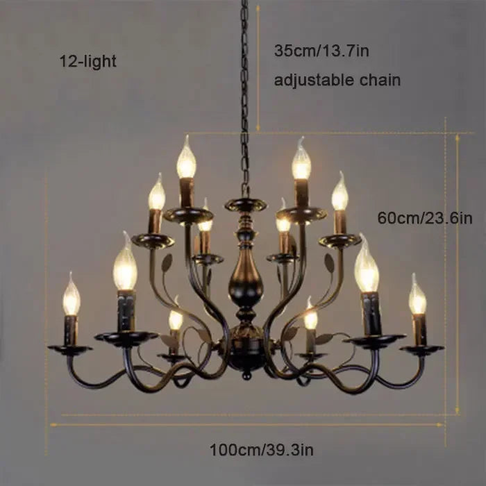 Enerlord French Candle Chandelier Iron Industrial Lustres