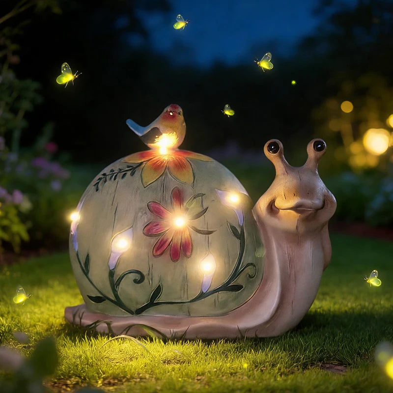 Solar Powered Garden Snail Statue Outdoor Decor For Courtyard Patio