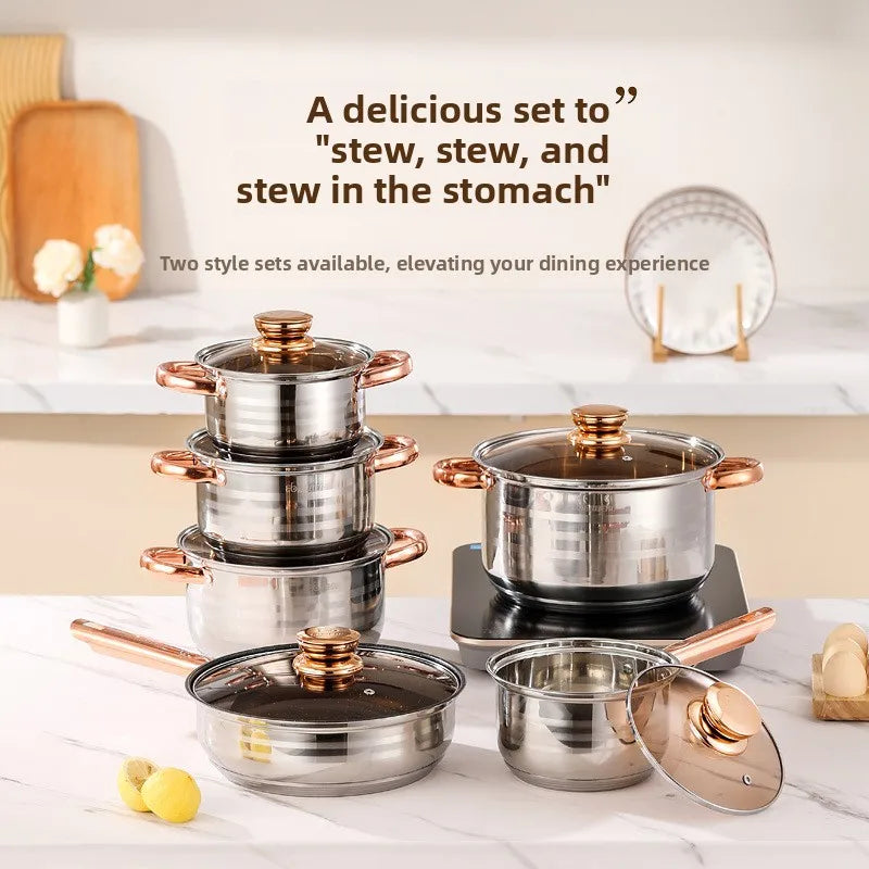 LMM Stainless Steel Pot Set Six-Piece Set Milk Pot Set