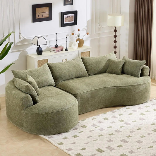 L-Shaped Boneless Sofa With Deep Seat And 7 Pillows