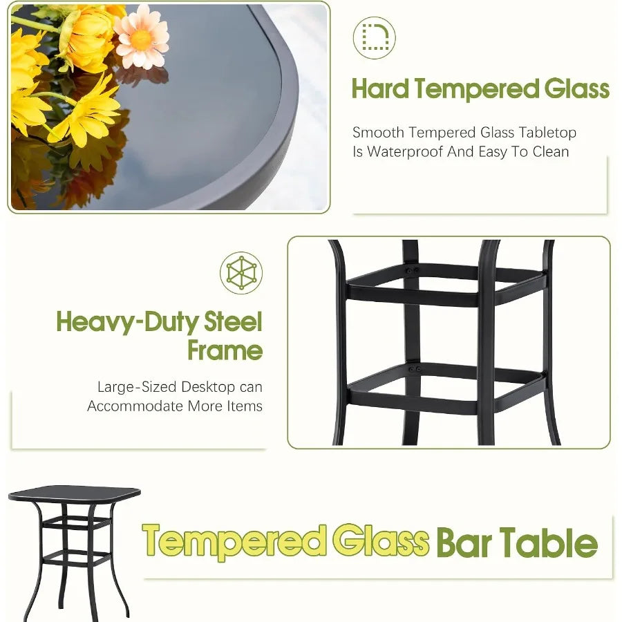 Outdoor Patio Swivel Bar Set With Weather Resistant Bamboo Furniture