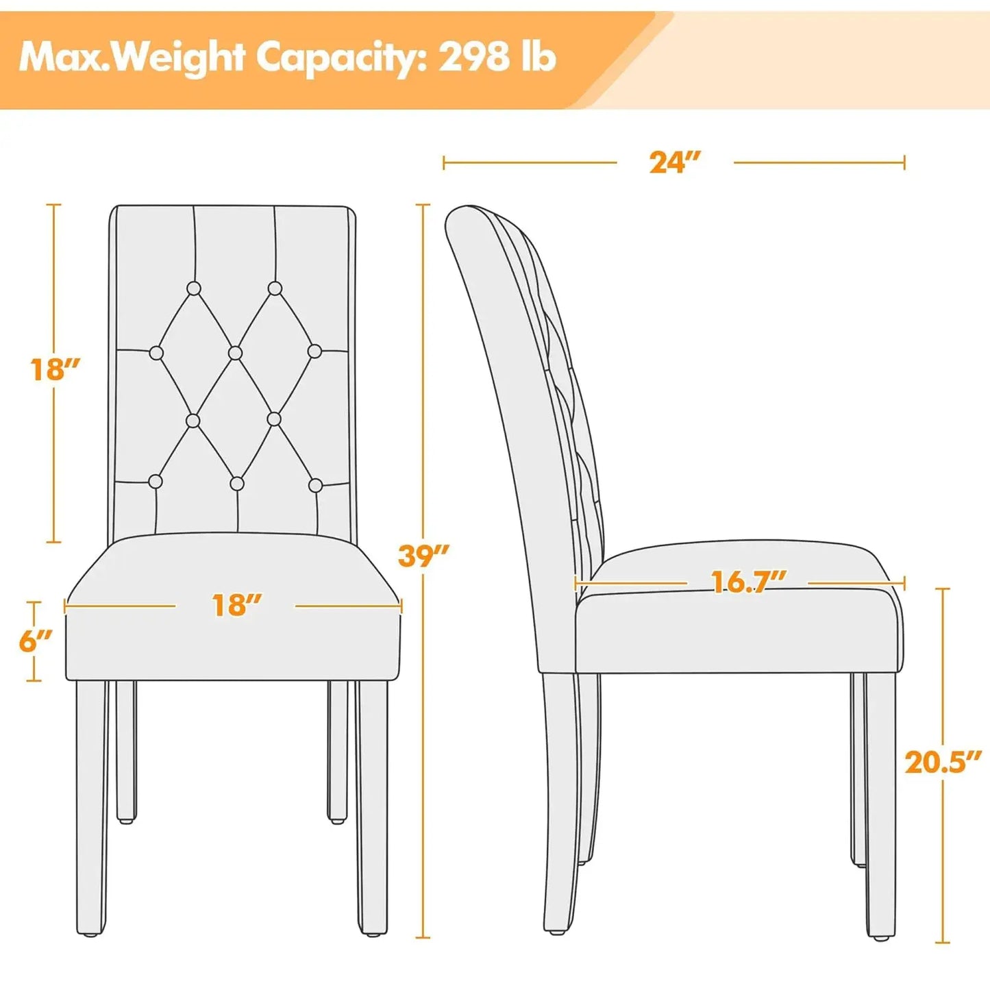 Dining Chairs Set of 4 Modern Style Faux Leather Dining Room Chairs with Solid Wood Legs and Button Tufted Padded, Customized