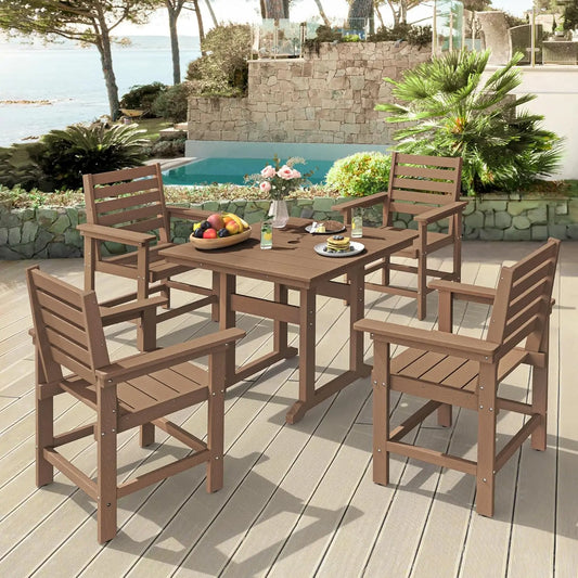5 Piece Weather Resistant Outdoor Patio Dining Set With Umbrella And Cushions
