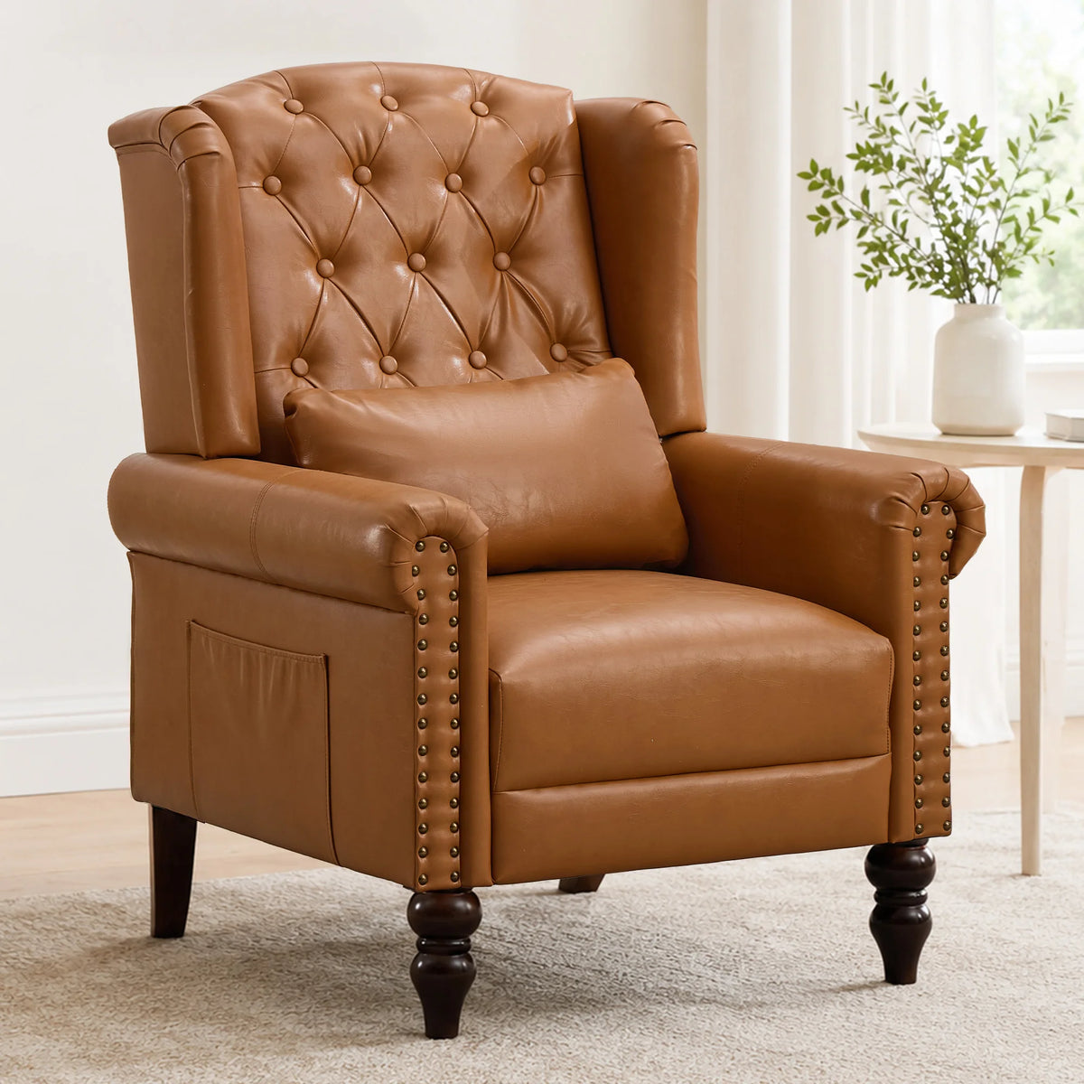 TCGBKAF Vintage Floral Wingback Club Accent Chair With Arms