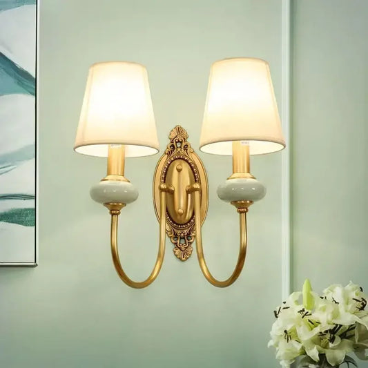 ENERLORD All Copper Ceramic Wall Lamp Single Head For Bedroom