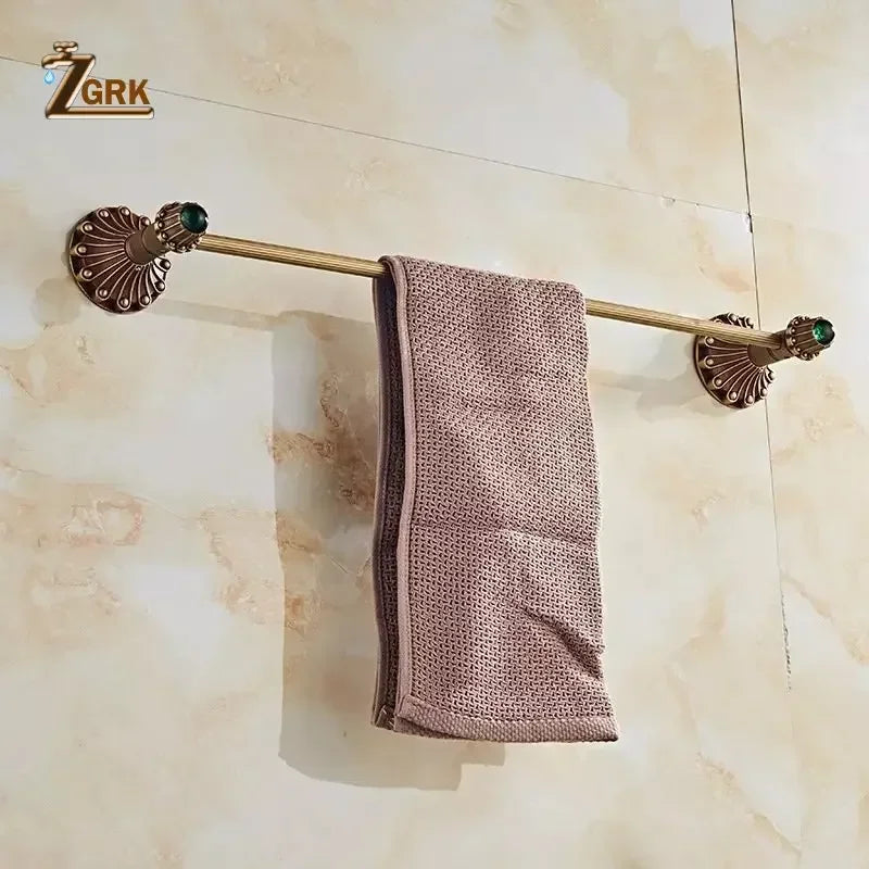 Antique Brass Bathroom Hardware Retro Carved Bath Towel Rack Cup Holder Toliet Brush Holder Storage Rack Bathroom Fixture