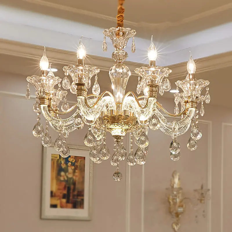 Hot European Style Villa Duplex Living Room Candle Crystal Chandelier Fashion Hotel Lobby Lobby Project Simple Lighting Lighting