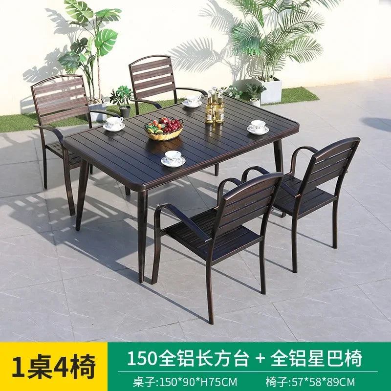 Outdoor Aluminum Alloy Patio Table And Chairs Set For Courtyards