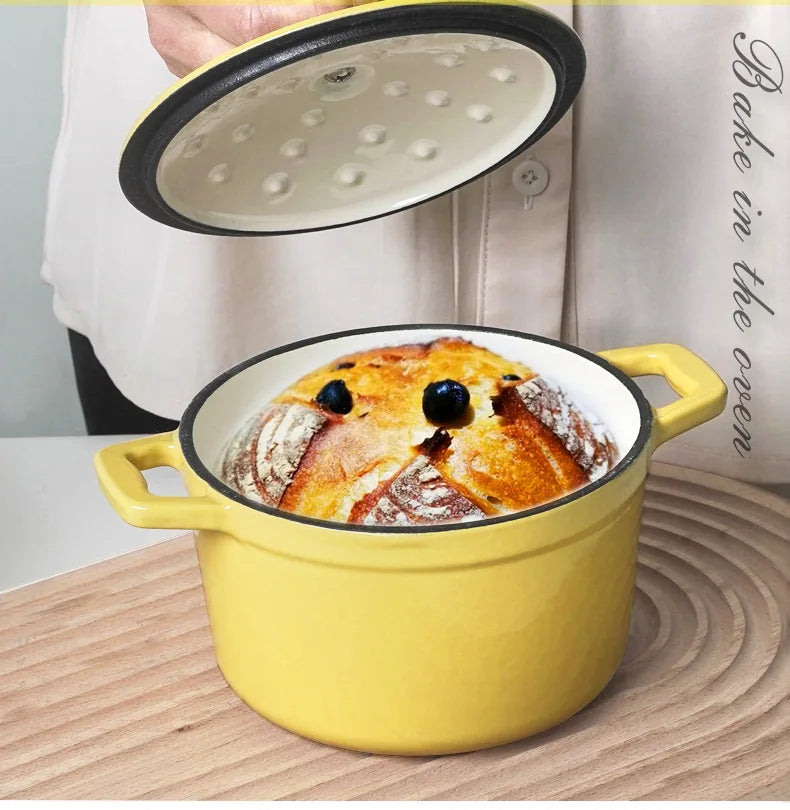 Physically Non-Stick Mini Stew Pot, Enameled Cast Iron Small Milk Pan, All Stove Compatible Soup Casserole Slow Cooker