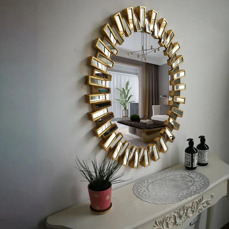 Gold Oval Bathroom Mirror Vanity For European Style Wall Decor