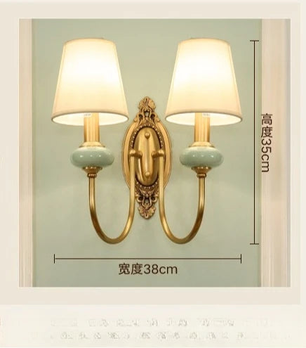 ENERLORD All Copper Ceramic Wall Lamp Single Head For Bedroom