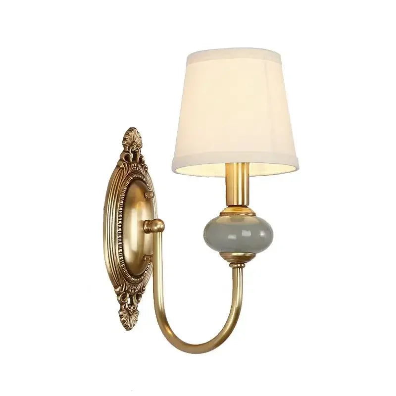 ENERLORD All Copper Ceramic Wall Lamp Single Head For Bedroom