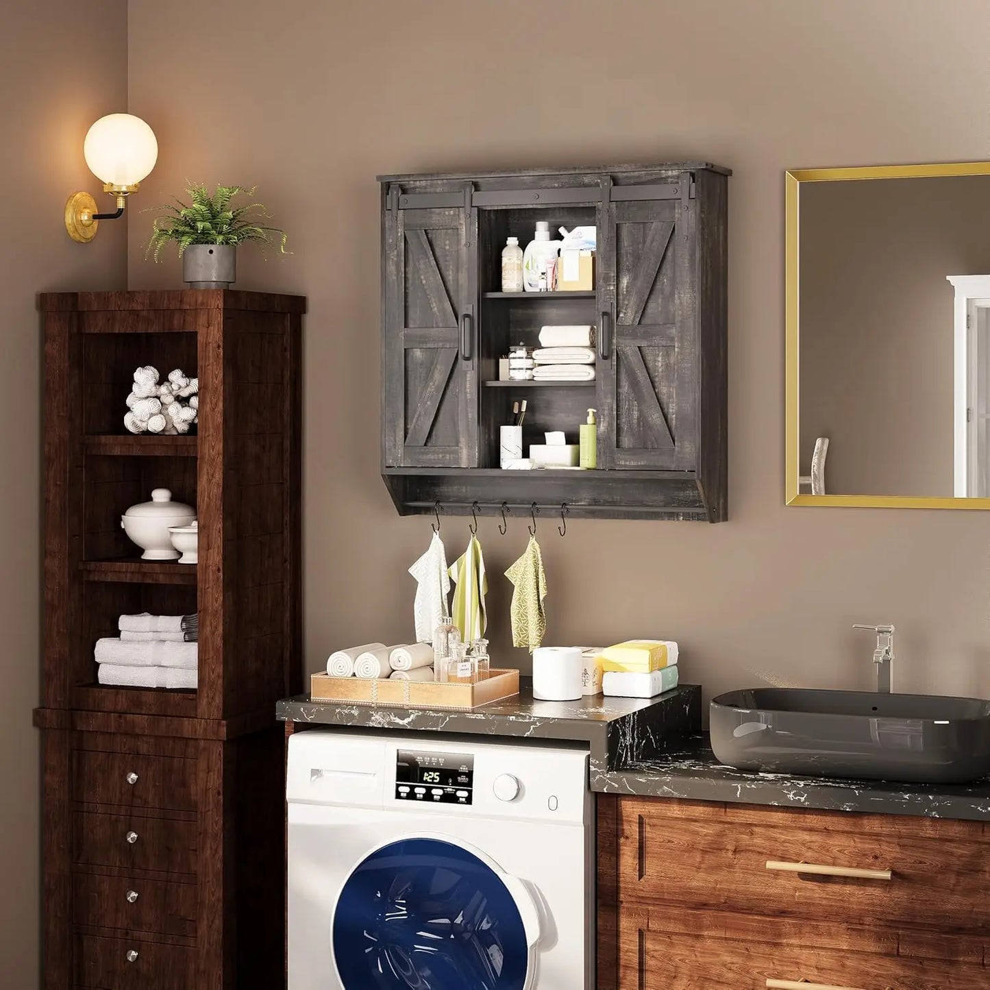 Farmhouse Medicine Cabinet With Sliding Barn Doors
