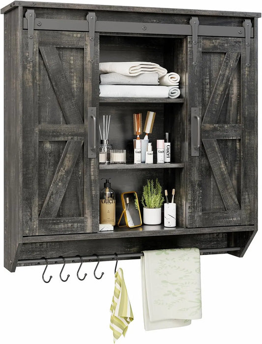 Farmhouse Medicine Cabinet With Sliding Barn Doors