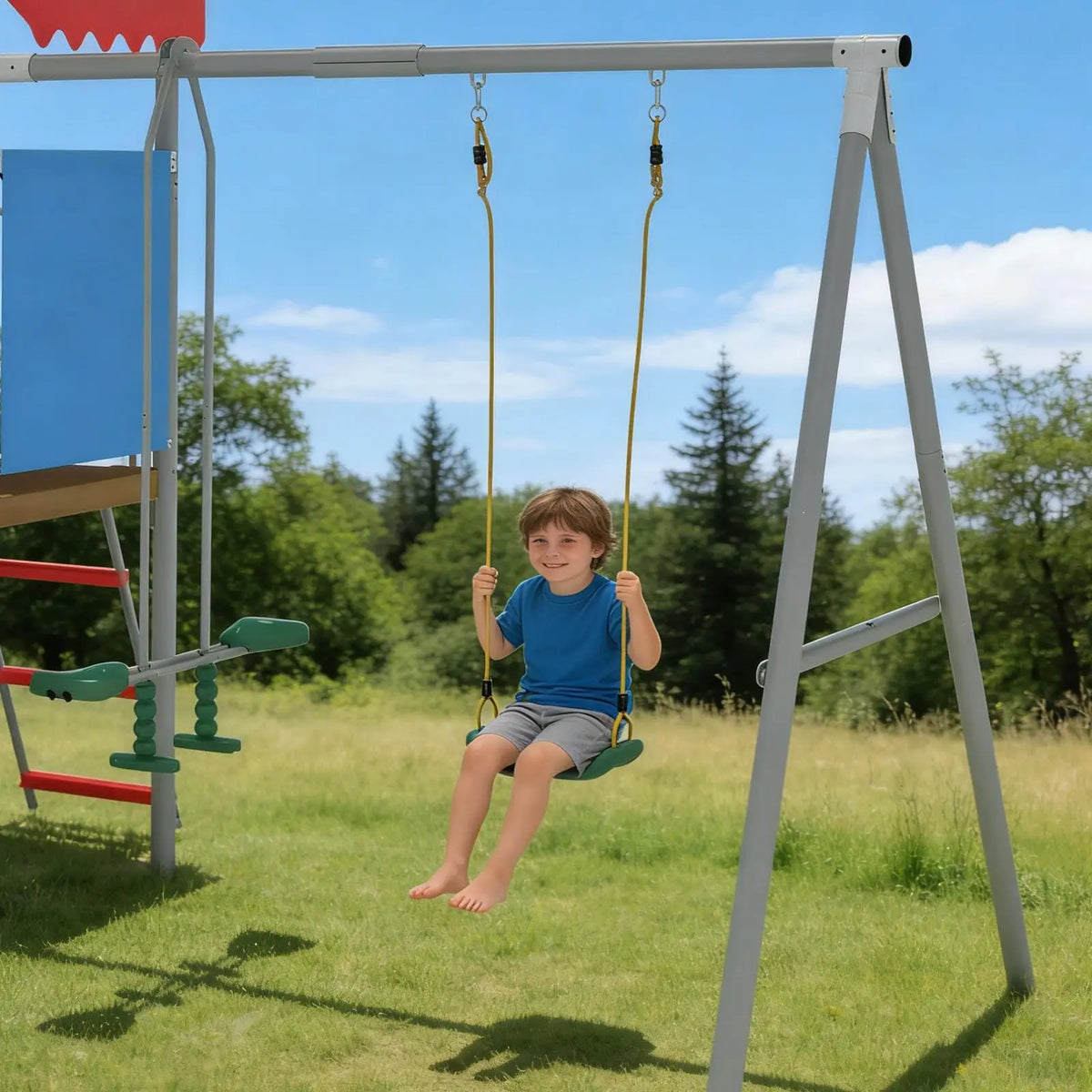 EliteZ Outdoor Playset With Swing Slide And Basketball Hoop