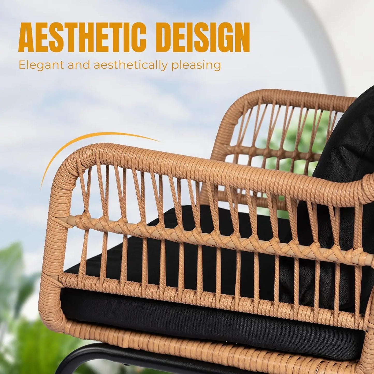3 Pieces Outdoor Wicker Bistro Patio Furniture Set, Porch Furniture Rattan Conversation Sets with Side Table and Cushions