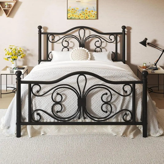 Full Metal Platform Bed With Sleek Design And Solid Slat Support