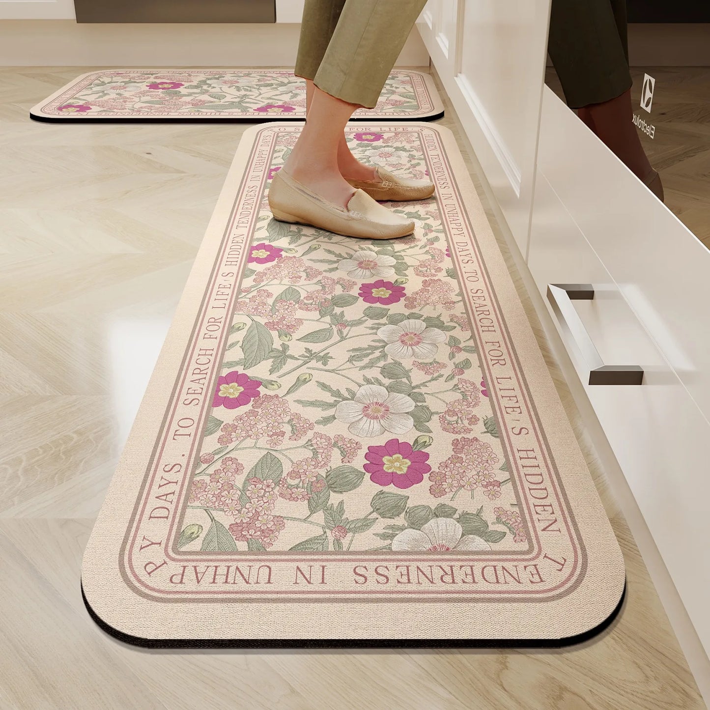 Facaishu Kitchen Floor Mat Waterproof Non Slip Oil Proof Rug