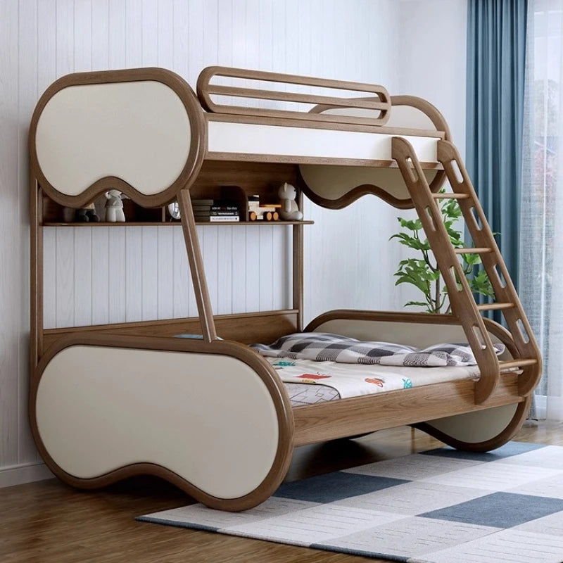 Omgd Modern Luxury Ash Wood Double Bunk Bed With Storage