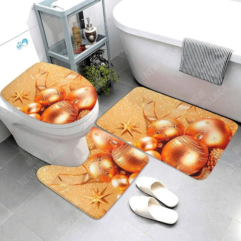 Modern Suede Geometric Bath Mat Set 3Pc Non Slip Rugs