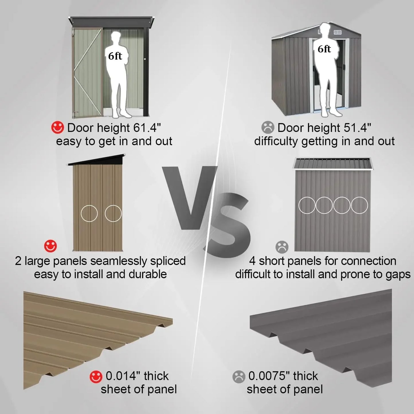 Metal Outdoor Storage Shed With Lockable Door Waterproof Garden Tool Storage