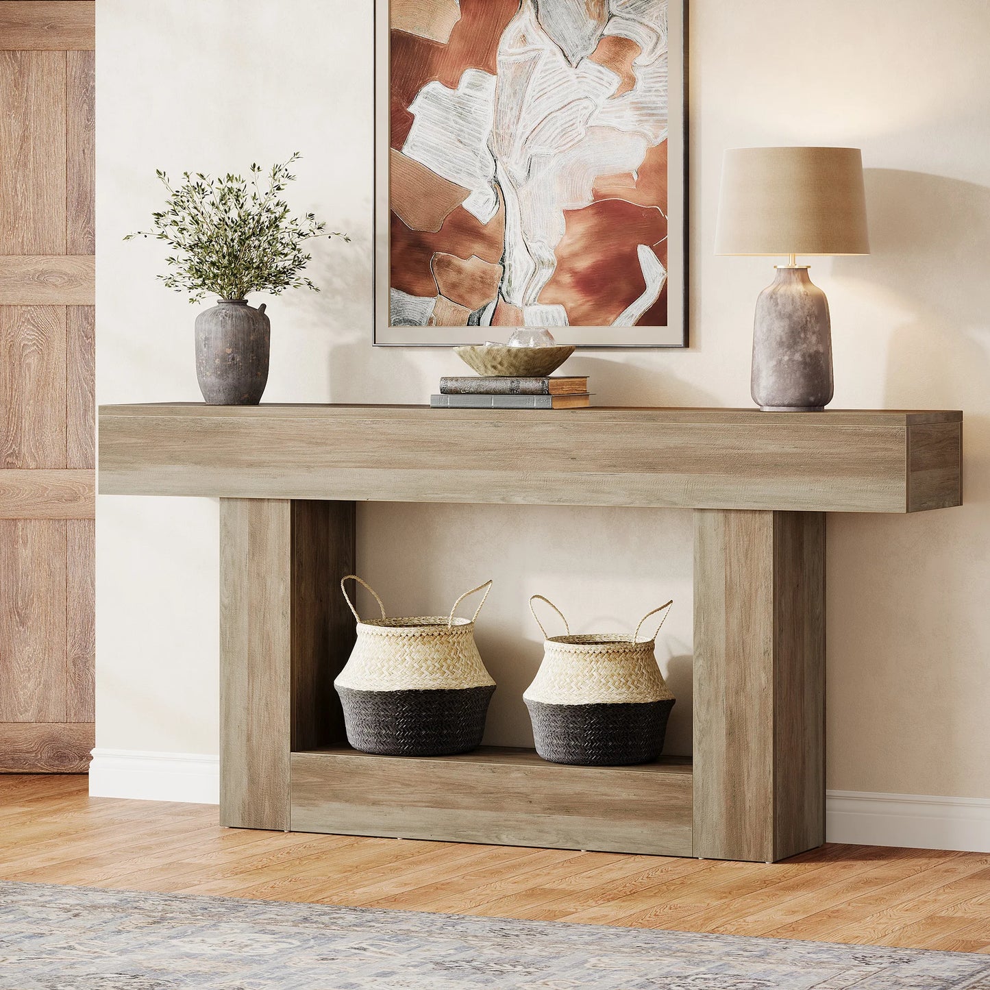 Tribesigns Farmhouse Console Table With U Shaped Base Entryway