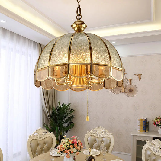 Normichy American Copper Chandelier European Vintage Style Pendant Lighting