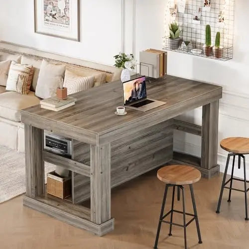 Kitchen Island With Seating And Storage Farmhouse Wood Table