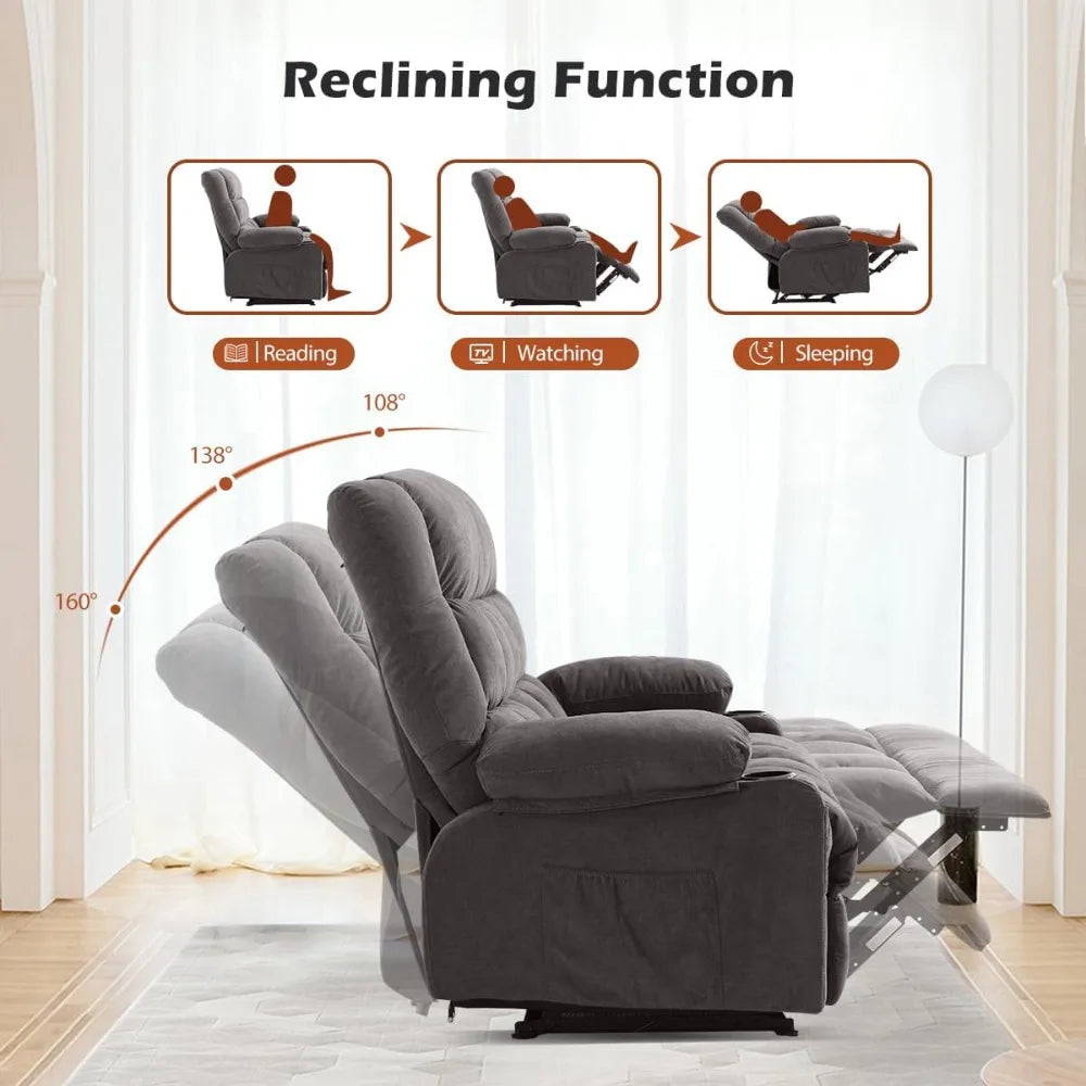 Manual Recliner Loveseat With Cup Holders And Side Pocket